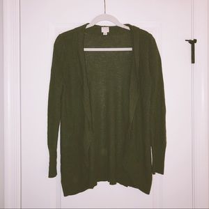 green cardigan